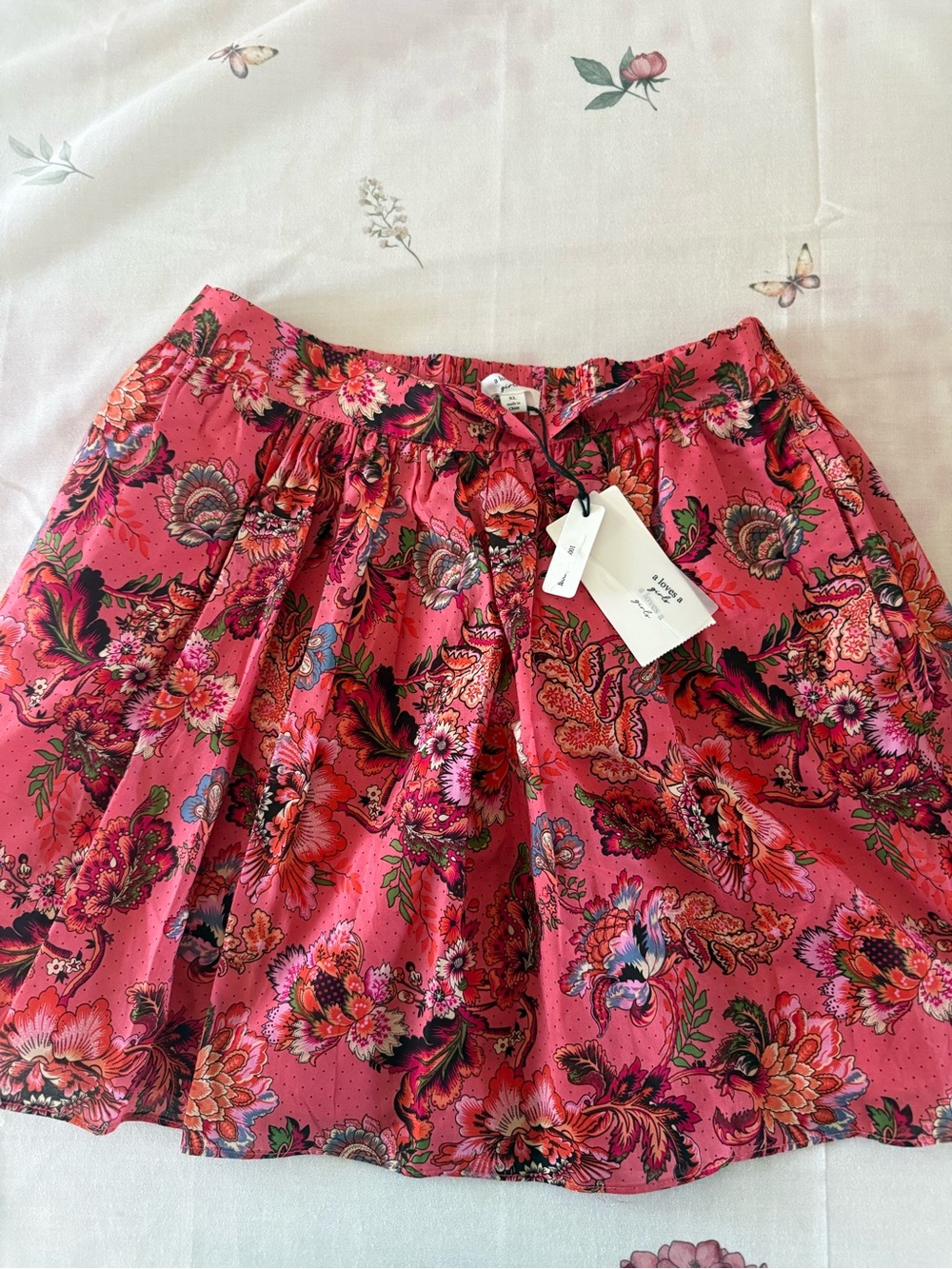 A Loves A - Kids Pink Floral A-Line Skirt
